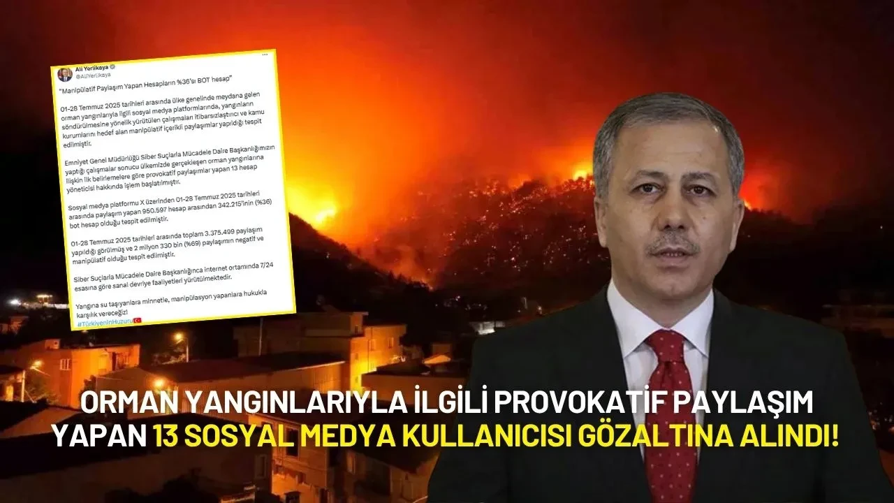 Orman Yangınlarıyla İlgili Provokatif Paylaşım Yapan 13 Sosyal Medya Kullanıcısı Gözaltına Alındı!