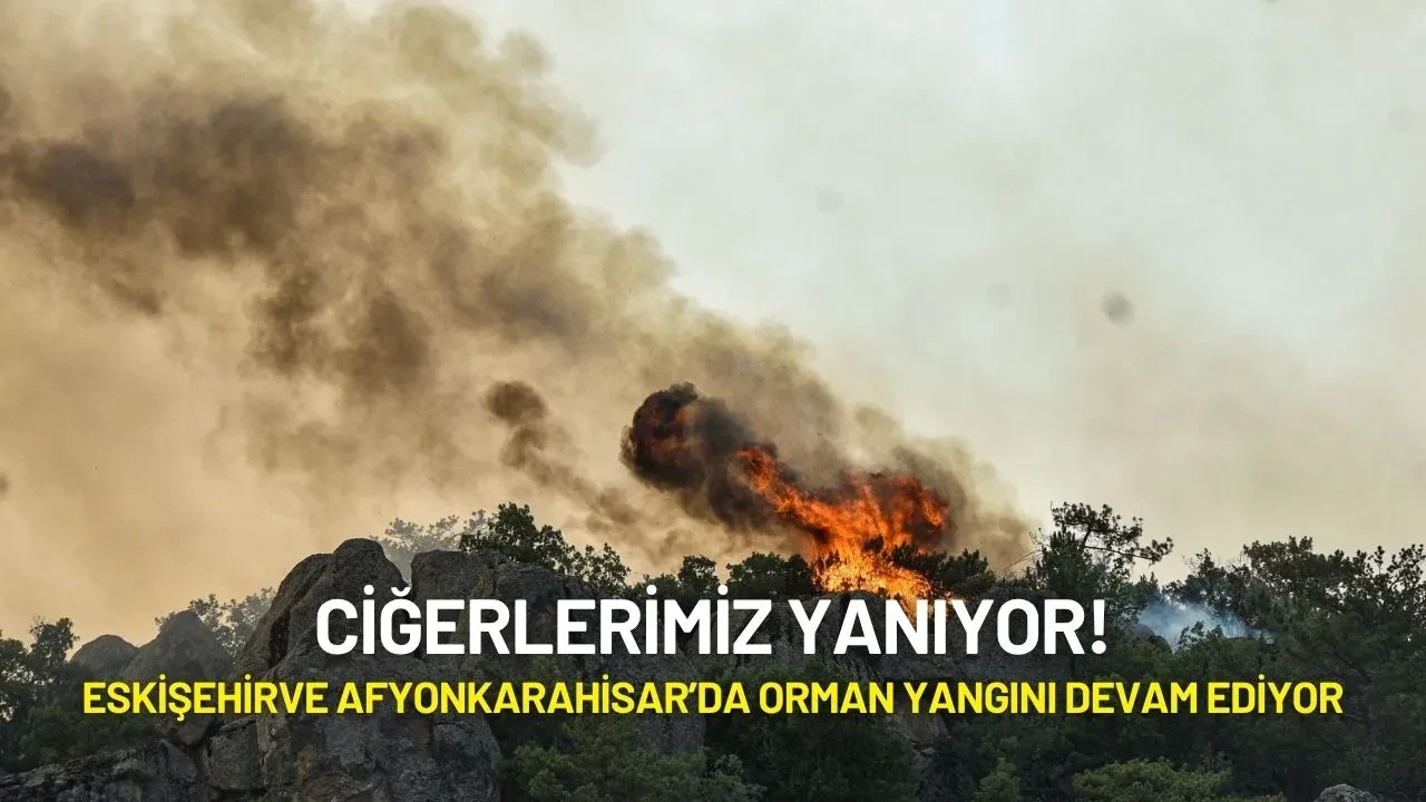 Eskişehir’de Başlayan ve Afyonkarahisar’a Sıçrayan Orman Yangını Devam Ediyor