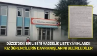 Düzce’deki Bir Lise 18 Maddelik Liste Yayımlandı! Kız Öğrencilerin Davranışlarını Belirlediler