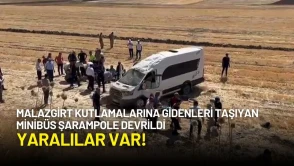 Malazgirt Kutlamalarına Gidenleri Taşıyan Minibüs Şarampole Devrildi: Yaralılar Var!