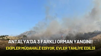 Antalya’da 3 Farklı Orman Yangını! Ekipler Müdahale Ediyor, Evler Tahliye Edildi
