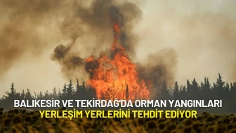 Balıkesir ve Tekirdağ'da Orman Yangınları Yerleşim Yerlerini Tehdit Ediyor