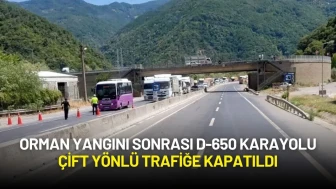 Orman Yangını Sonrası D-650 Karayolu Çift Yönlü Trafiğe Kapatıldı