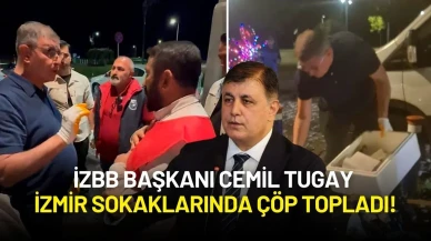 İzmir Grev Yüzünden Çöplere Teslim Olmak Üzereydi! Başkan Tugay Gece Yarısı Sokaklarda Çöp Topladı