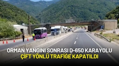 Orman Yangını Sonrası D-650 Karayolu Çift Yönlü Trafiğe Kapatıldı