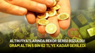 Altın Fiyatlarında Düşüş: Gram Altın 5 Bin 62 TL'ye Kadar Geriledi