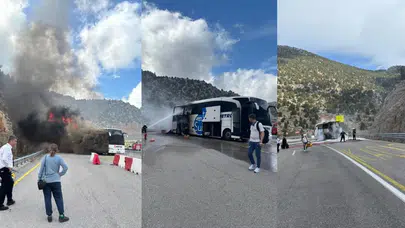 Yolcu Otobüsü Seyir Halindeyken Alev Aldı: Yolcular Son Anda Kurtuldu!