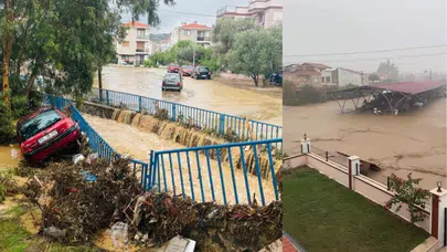 İzmir'de Sağanak Yağış Hayatı Felç Etti! Yollar Göl Oldu