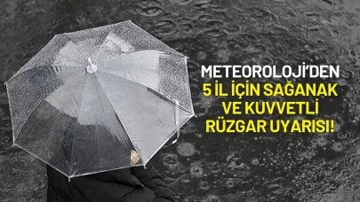 Meteoroloji 5 İl İçin Sağanak ve Kuvvetli Rüzgar Uyarısında Bulundu!