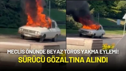 Meclis Önünde Beyaz Toros Yakma Eylemi Gerçekleşti: Sürücü Gözaltına Alındı!