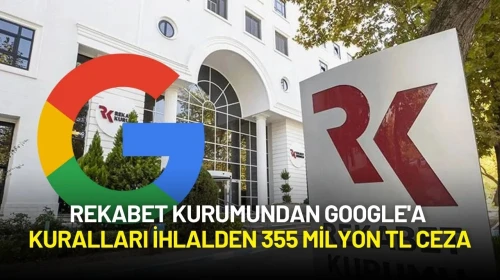 Rekabet Kurumundan Google'a Rekabet Kurallarını İhlalden 355 Milyon TL Ceza