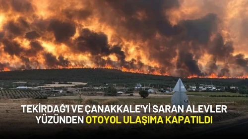 Tekirdağ'ı ve Çanakkale'yi Saran Alevler Yüzünden Otoyol Ulaşıma Kapatıldı