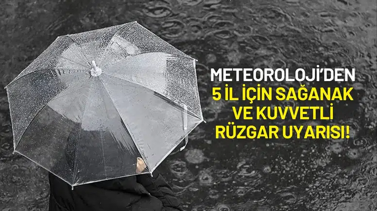 Meteoroloji 5 İl İçin Sağanak ve Kuvvetli Rüzgar Uyarısında Bulundu!